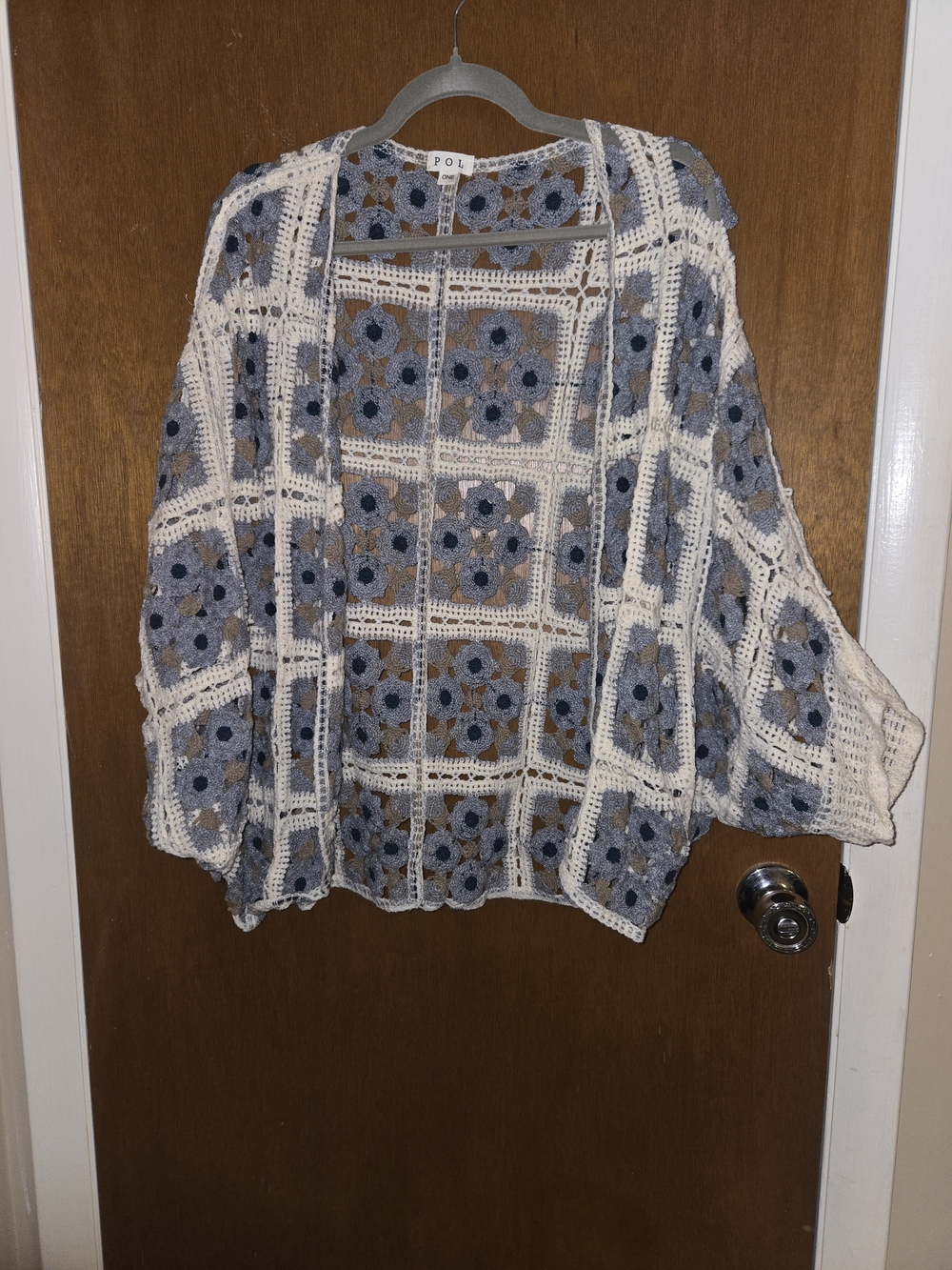 POL Crochet Floral Open Cardigan